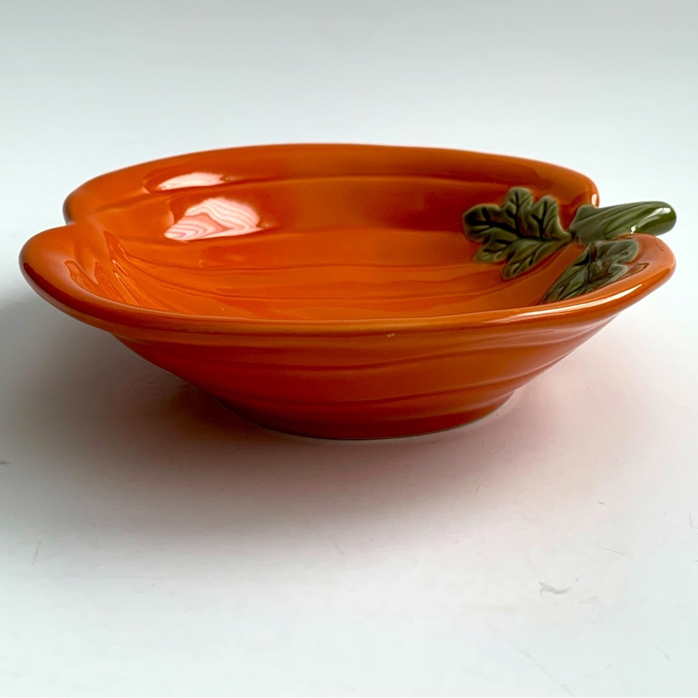 PAMPERED CHEF Ceramic Pumpkin Serving Dish 6” Simple Additions - Picture 5 of 9